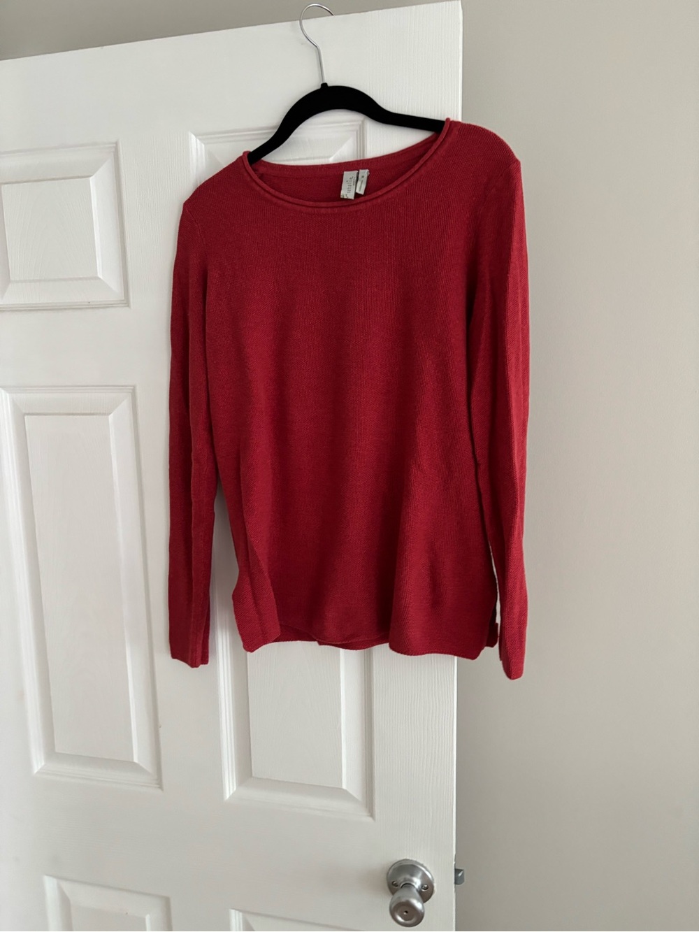 sahalie Red Lightweight Crewneck Sweater
